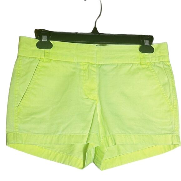 J Crew Women's Size 2 Neon Bright Yellow Chino Shorts ▪️📦 - Picture 1 of 6